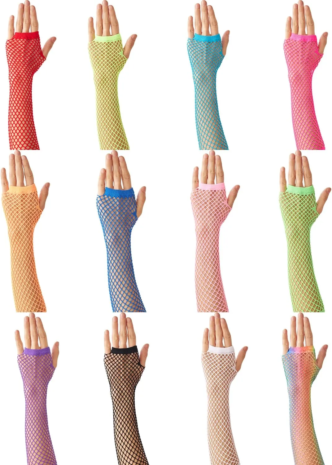 Lone Fishnet Gloves Fingerless For Women Fish Net Arm Sleeve Mesh Emo Goth Punk 80s Scene Accessories