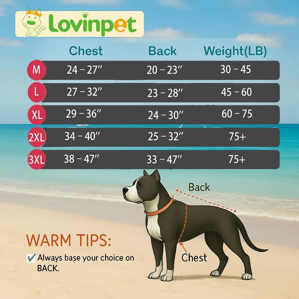 LovinPet Pitbull Pjs for Dogs - Anti Licking & Anxiety Calming Dog Shirt, Lightweight Stretchy Fabric, Atomic Turquoise Print, Large Dog Pjs, Pitbull Clothes, Pet Pajamas for Dogs,Red 2XL