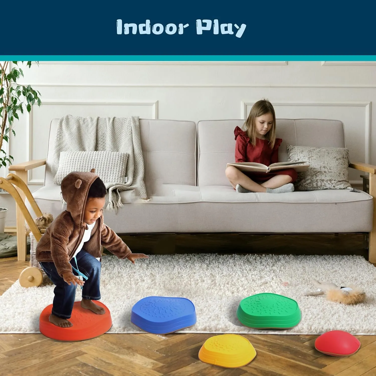 makarci stepping stones for kids, 10pcs preschool toys promoting balance coordination skills indoor or outdoor play obstacle courses also autism sensory products for toddlers