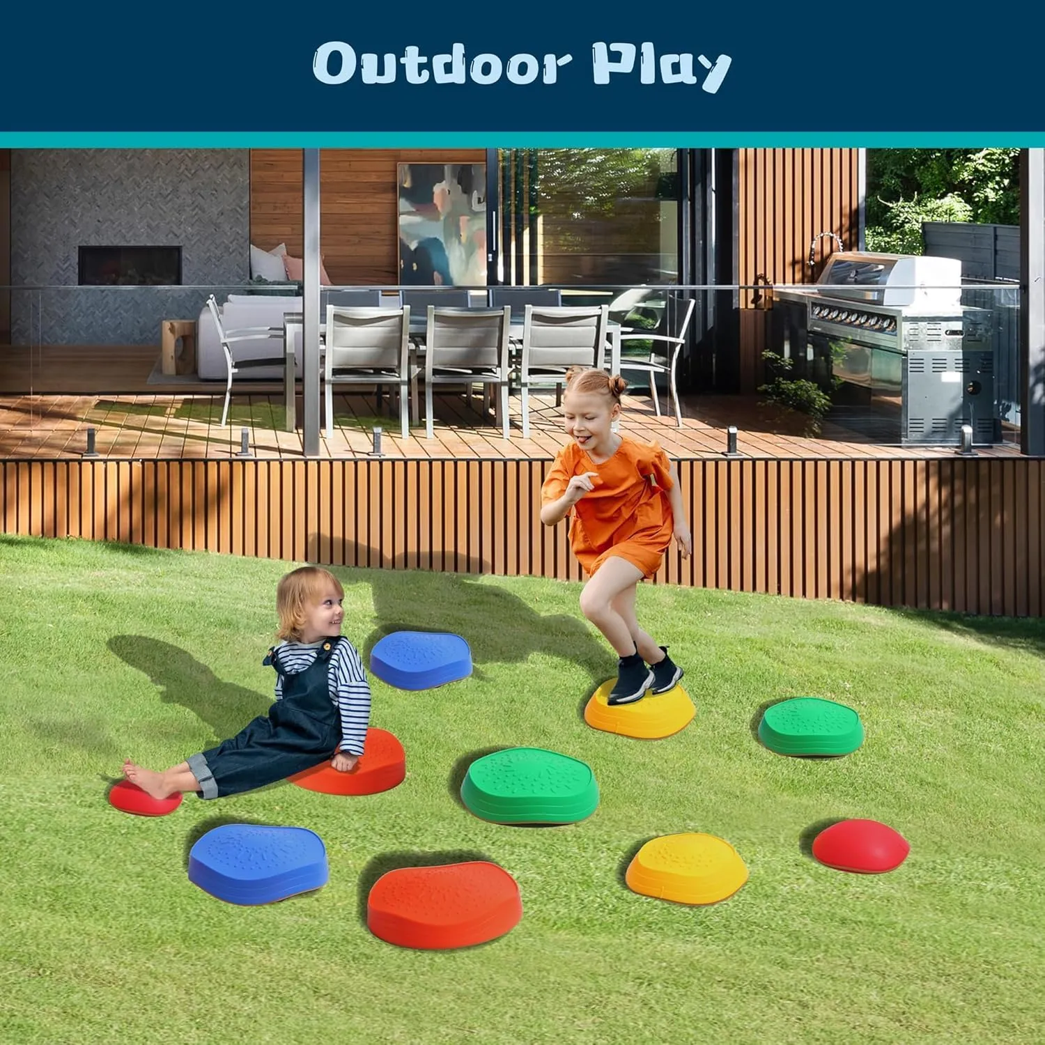 makarci stepping stones for kids, 10pcs preschool toys promoting balance coordination skills indoor or outdoor play obstacle courses also autism sensory products for toddlers