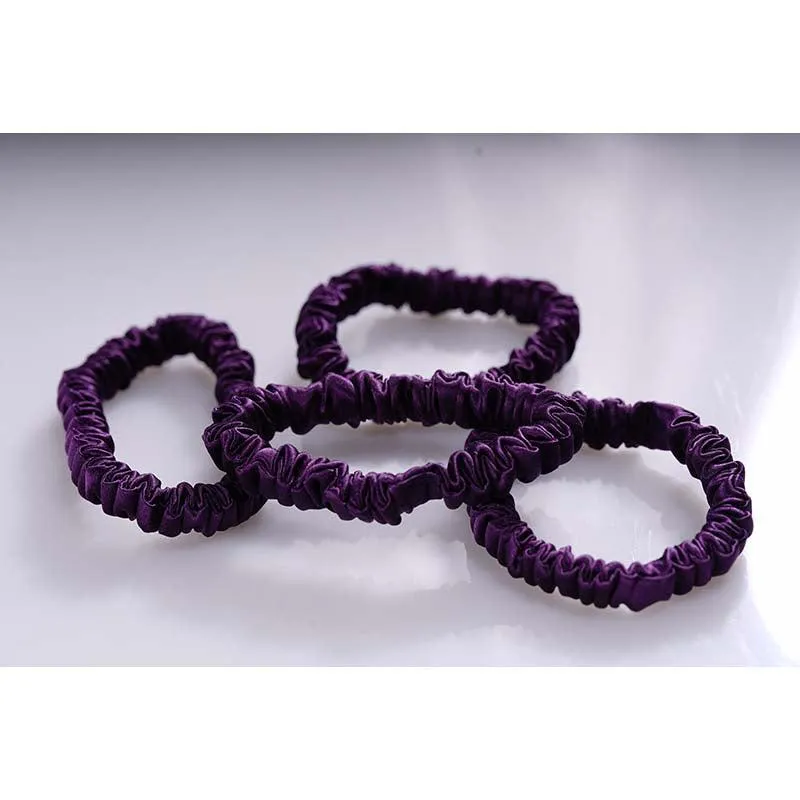 Mini silk hair ties - Dark Purple - 4 pack - dropshipping