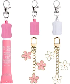 Mity rain 4PCS lip Gloss Holder Keychain for Summer Fridays, Flexible Silicone lip Balm Keychain Sleeve for Cap 0.55-0.7in, Portable Accessories for Bag, Keychains On-the-Go Touch-Ups