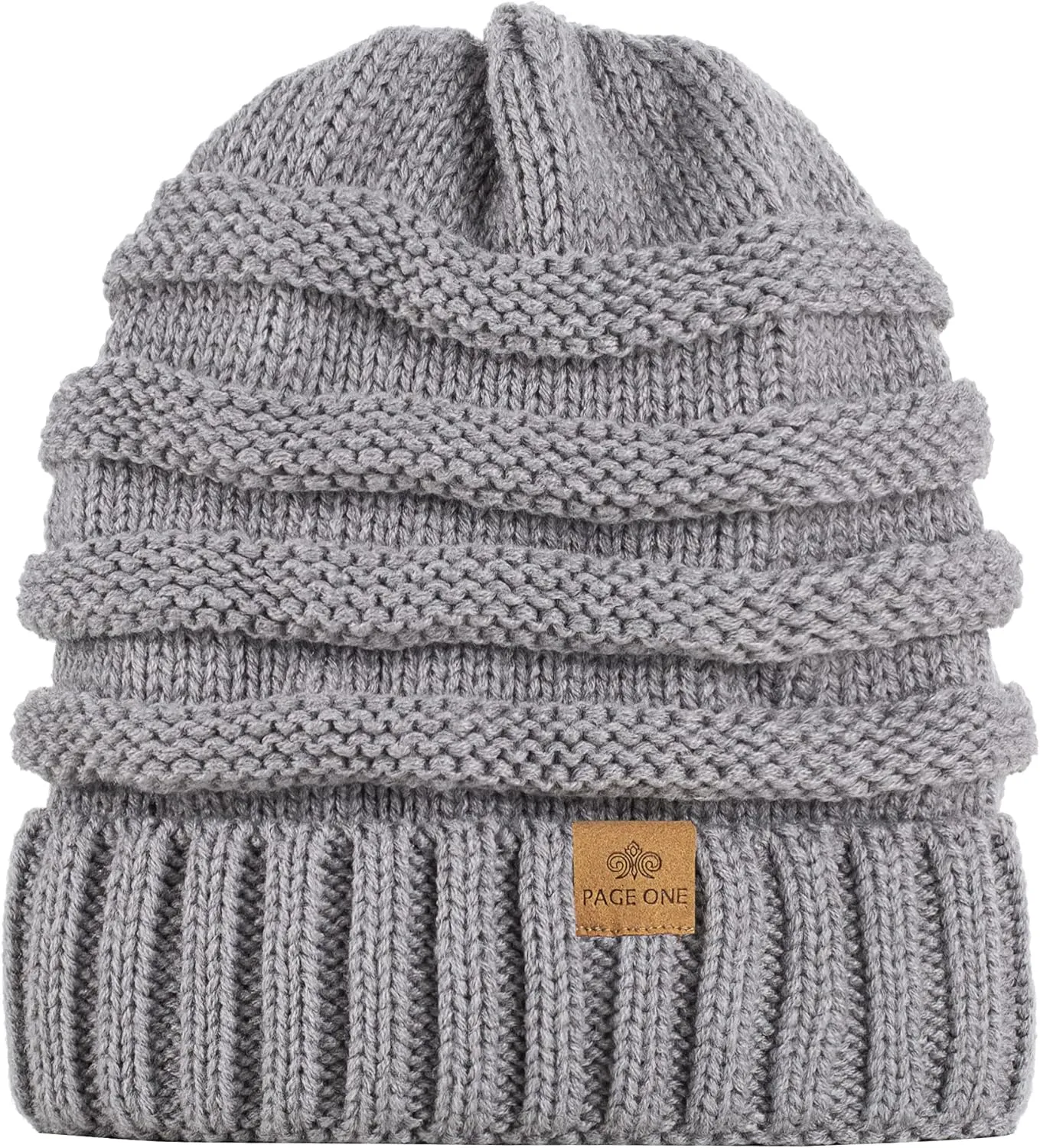 PAGE ONE Womens Winter Beanie Warm Cable Knit Hat Style Stretch Trendy Ribbed Chunky Cap