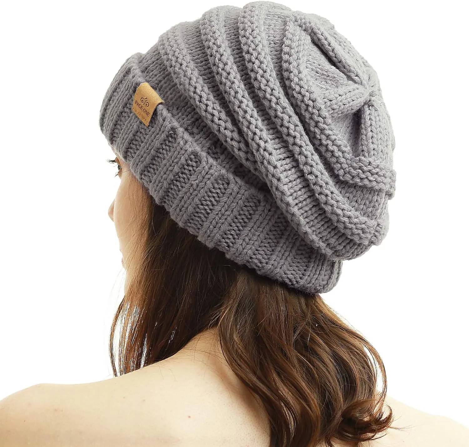 PAGE ONE Womens Winter Beanie Warm Cable Knit Hat Style Stretch Trendy Ribbed Chunky Cap