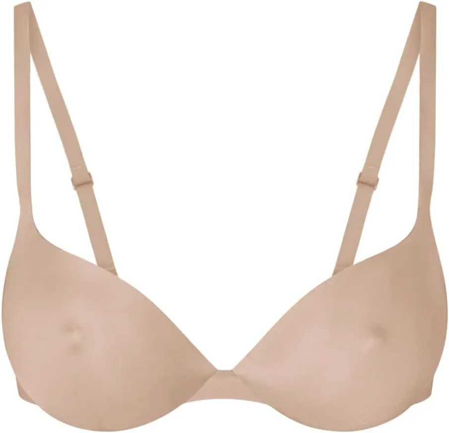 REORIA Women's Trendy Plunge Nipple Padded Comfortable Smoothing Supportive Underwire Push Up Bras