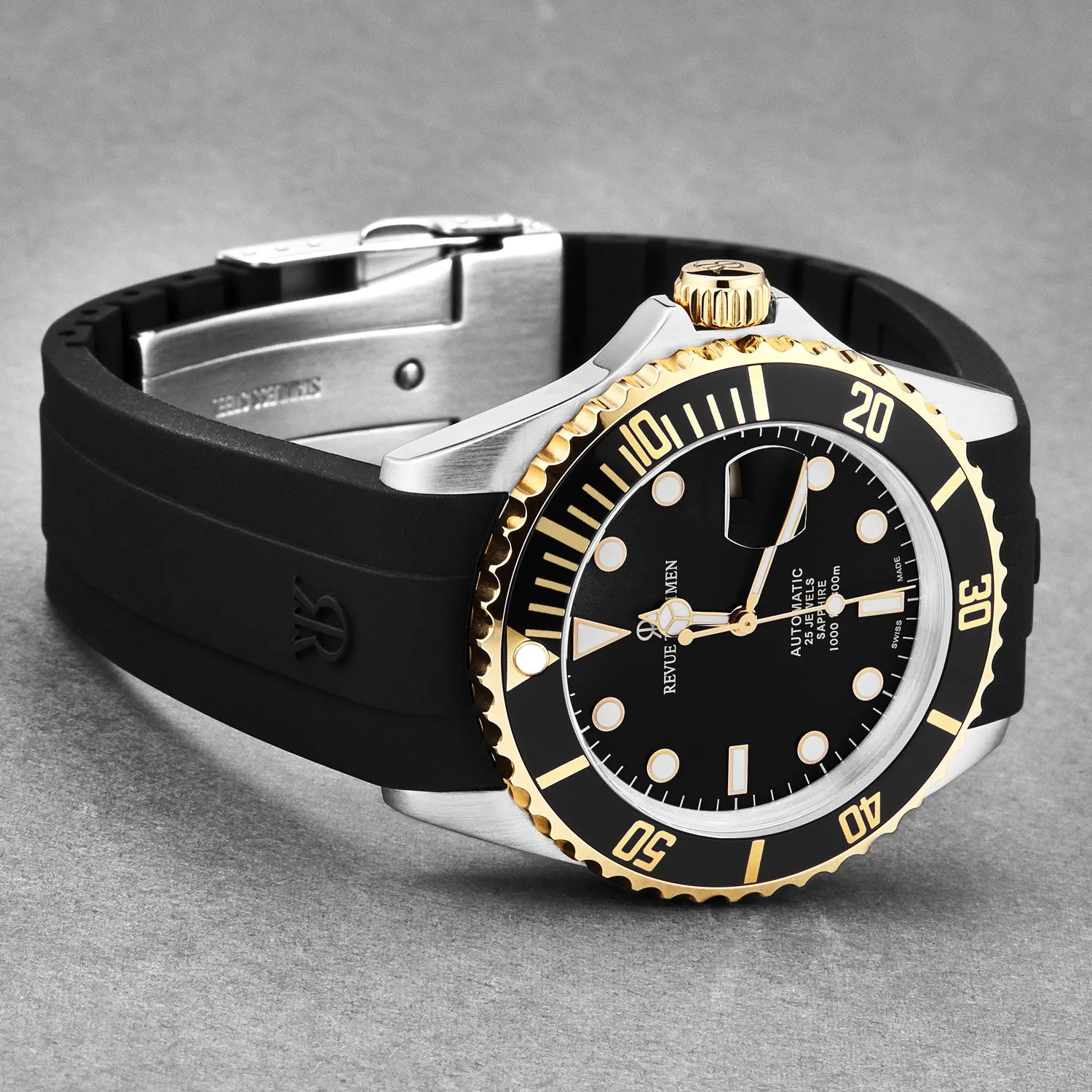 Revue Thommen Men's 'Diver' Black Dial Black Rubber Strap Swiss Automatic Watch  17571.2847