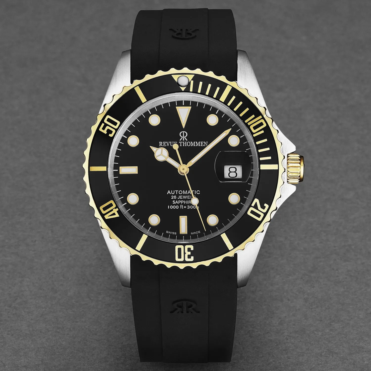 Revue Thommen Men's 'Diver' Black Dial Black Rubber Strap Swiss Automatic Watch  17571.2847