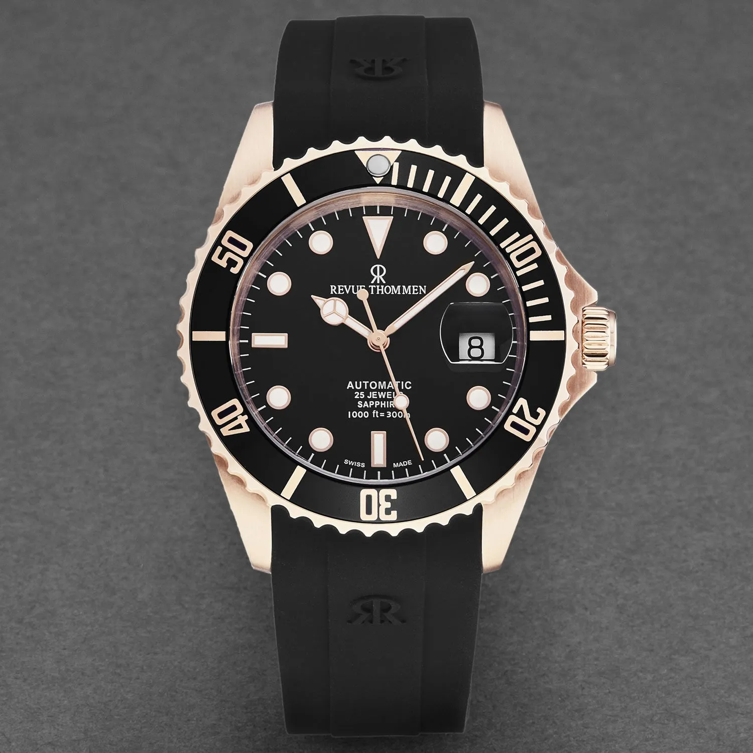 Revue Thommen Men's 'Diver' Black Dial Black Rubber Strap Swiss Automatic Watch  17571.2867