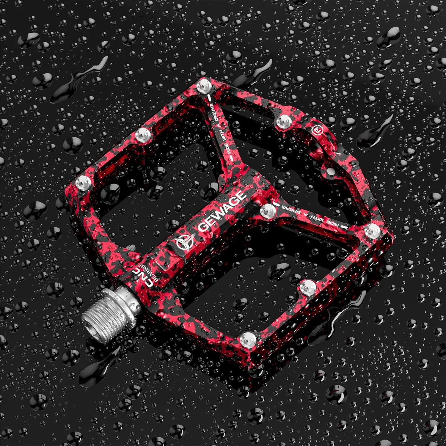 Road/Mountain Bike Pedals - 3 Bearings Bicycle Pedals - 9/16 CNC Machined Flat Pedals with Removable Anti-Skid Nails