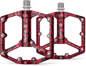 Road/Mountain Bike Pedals - 3 Bearings Bicycle Pedals - 9/16 CNC Machined Flat Pedals with Removable Anti-Skid Nails