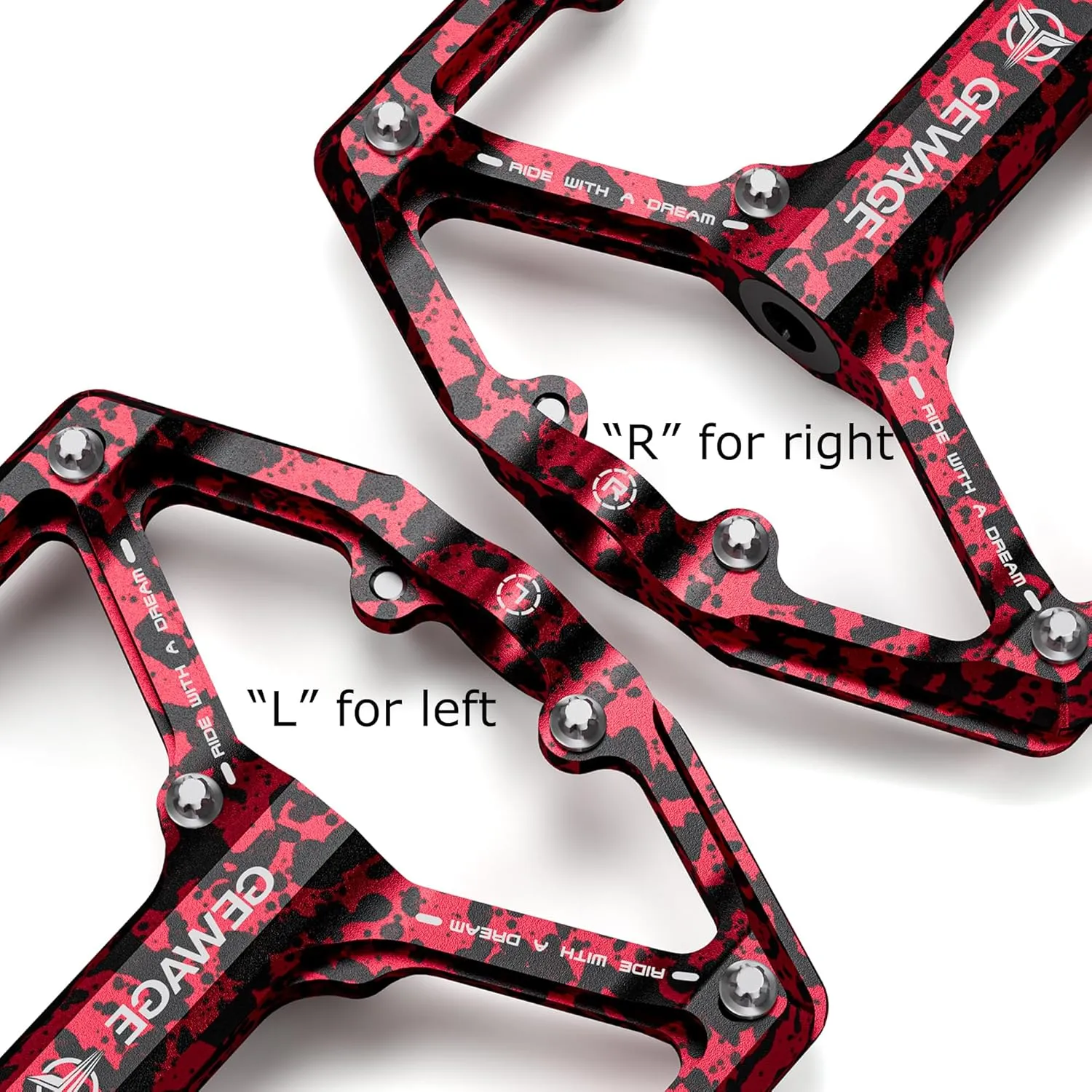 Road/Mountain Bike Pedals - 3 Bearings Bicycle Pedals - 9/16 CNC Machined Flat Pedals with Removable Anti-Skid Nails
