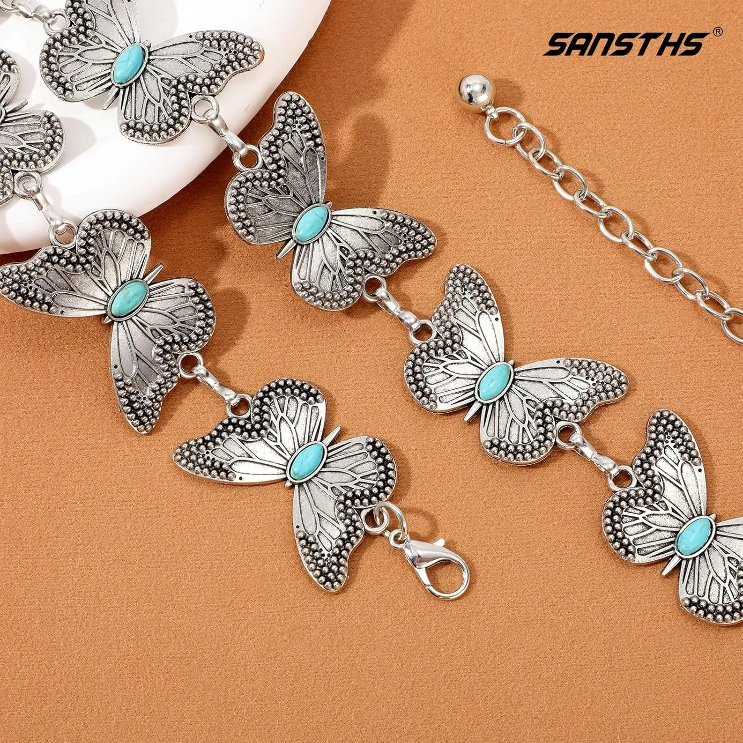 SANSTHS Women Western Metal Chain Belt Cowgirl Waist Chain Belt for Dresses Jeans Concho Gold Chain Hip Belt