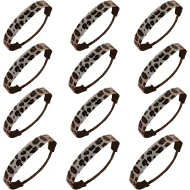 Silver Cheetah Glitter Headbands - 12 Pack