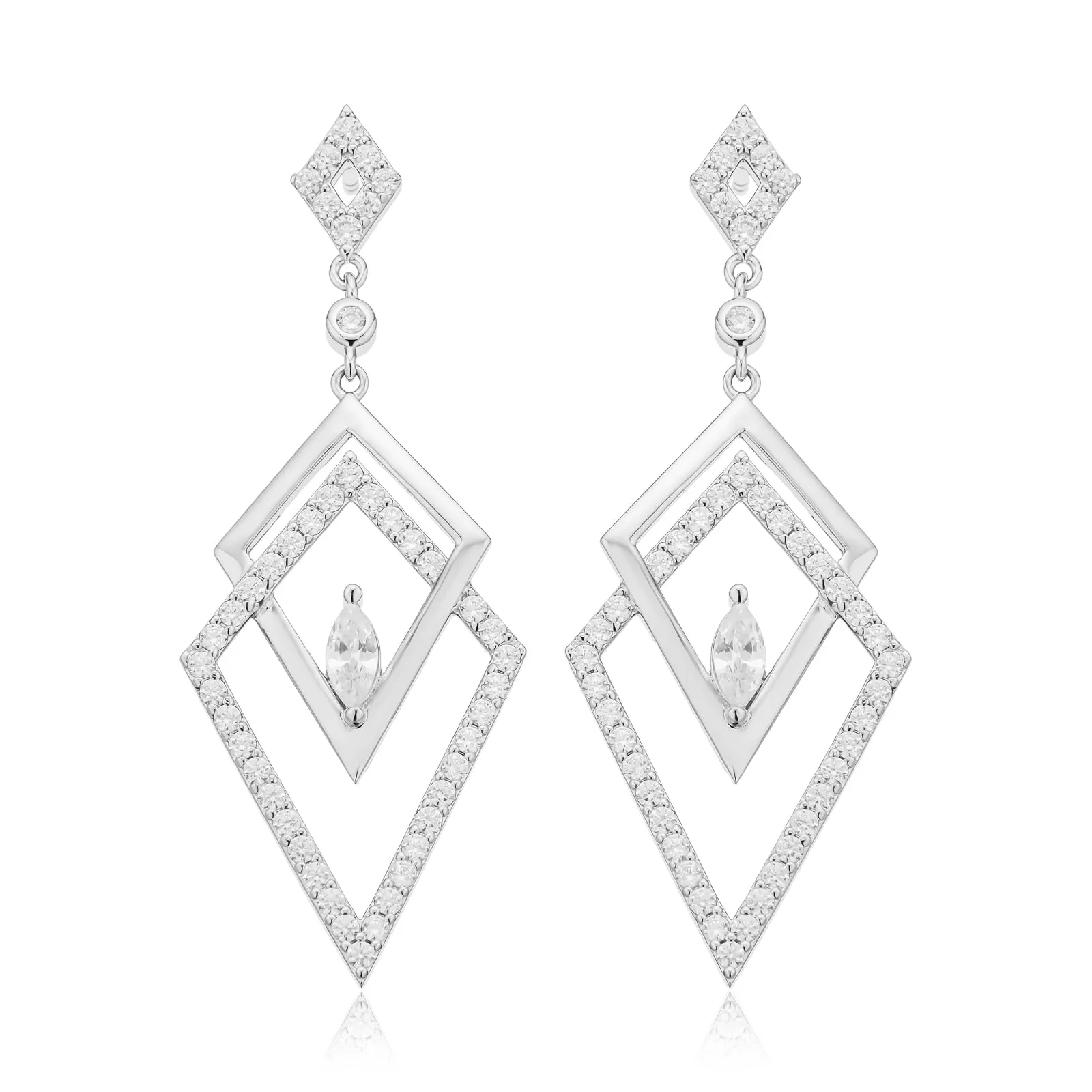 Sterling Silver Cubic Zirconia Chandelier Drop Earrings