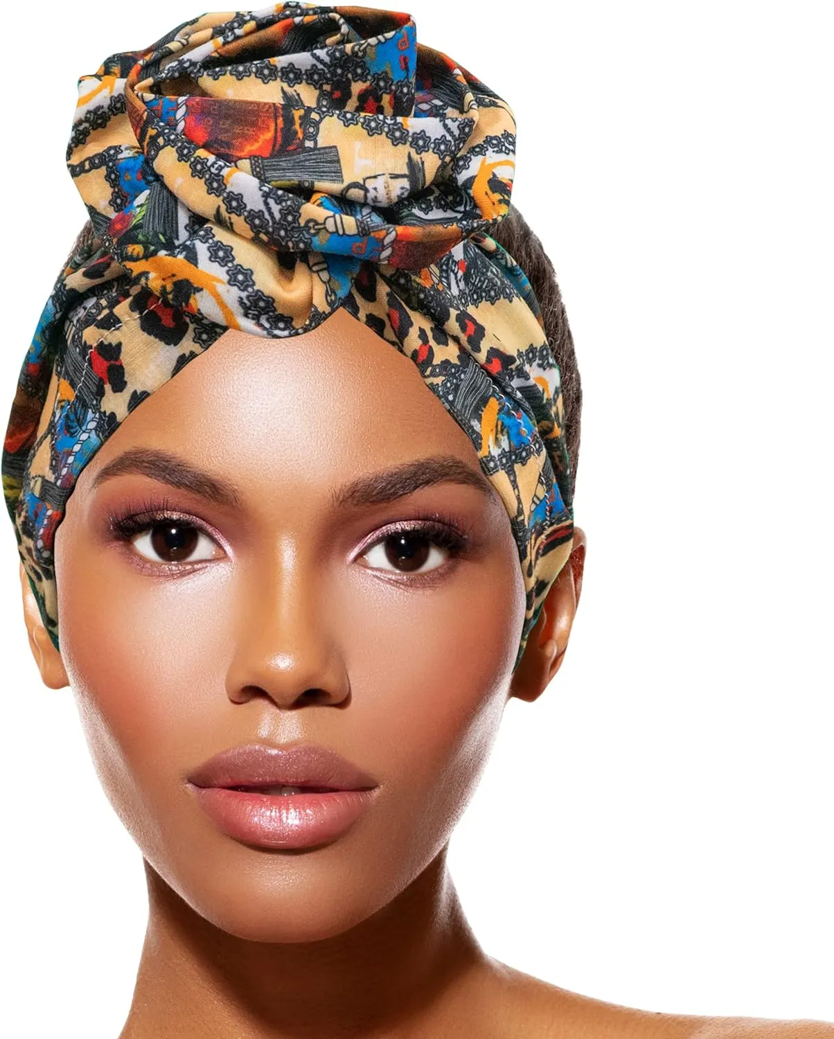 TouchUps Hair Bun Cap Hair Protection Head Wrap Hairbun Cap Wrap African Turban Pattern Headwrap Headscarfs