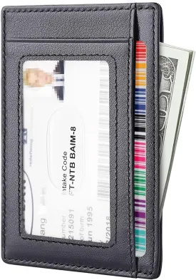 Travelambo Front Pocket Minimalist Leather Slim Wallet RFID Blocking Medium Size