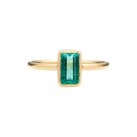 Tura Sugden 18k/22k Colombian Emerald Solitaire Ring- .99ct