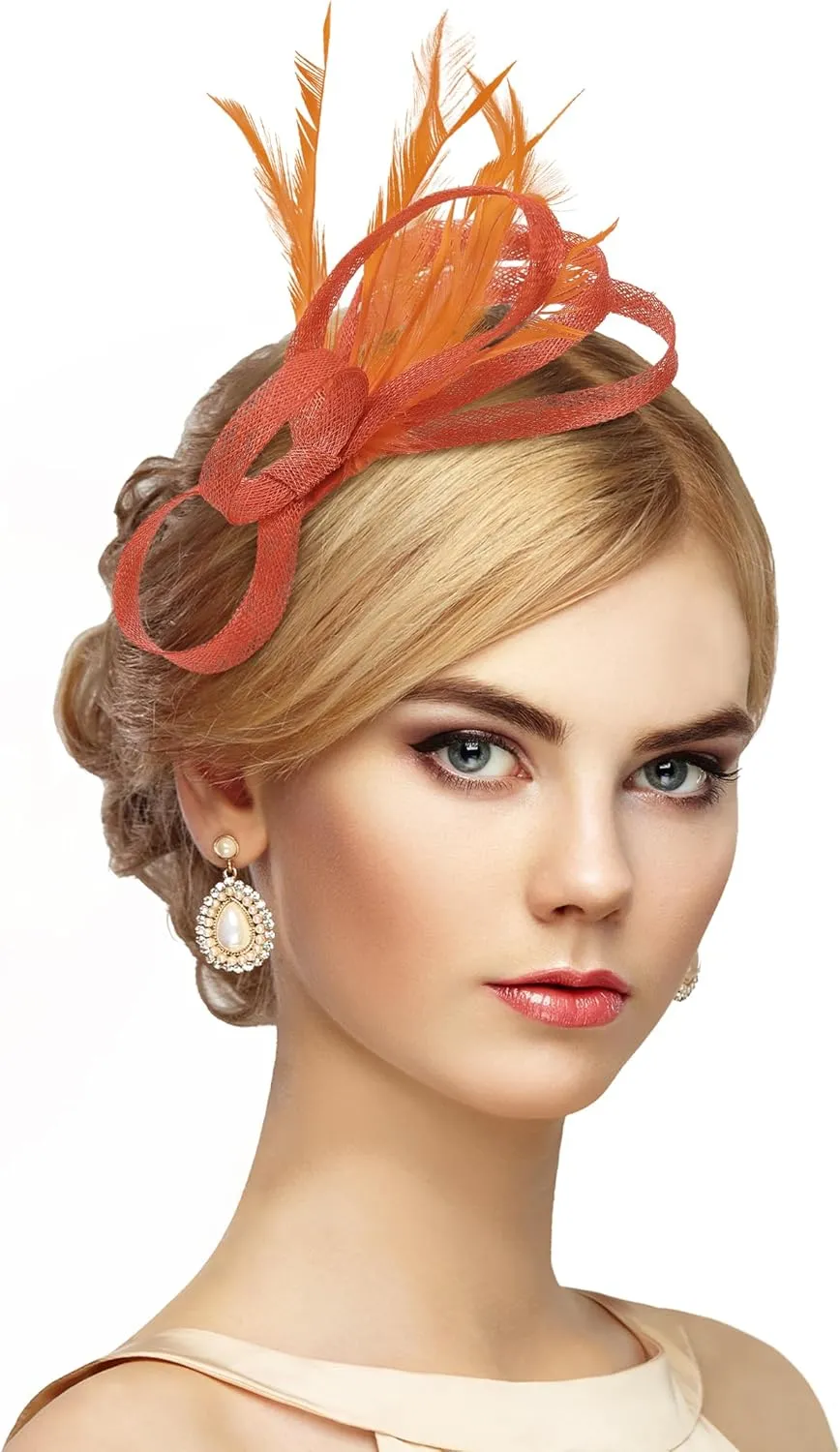 Victoria Feather Fascinators Headband - 2025 Church Kentucky Hats 1920s 50s Derby High Tea Party Cap for Women