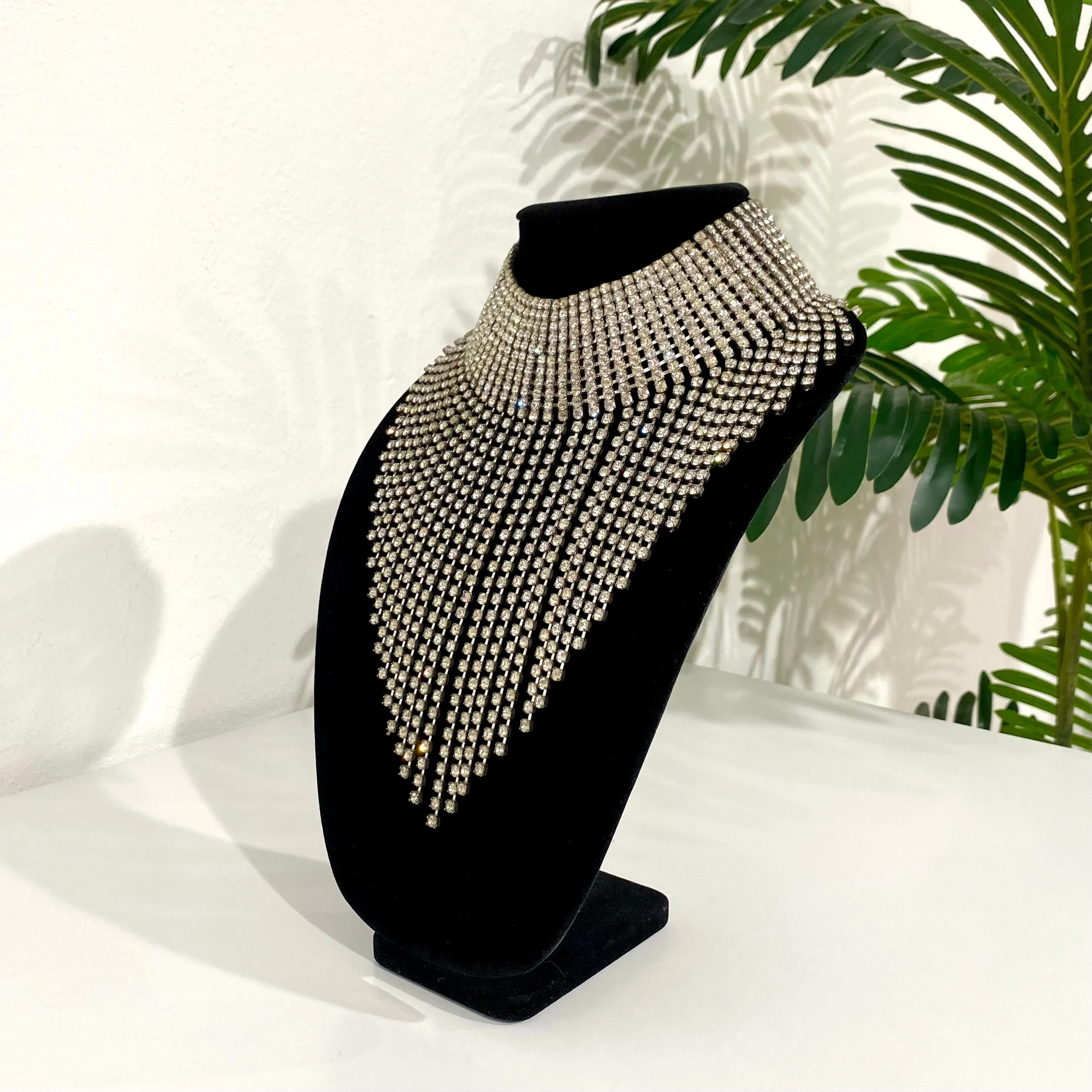 Vintage Rhinestone Waterfall Necklace