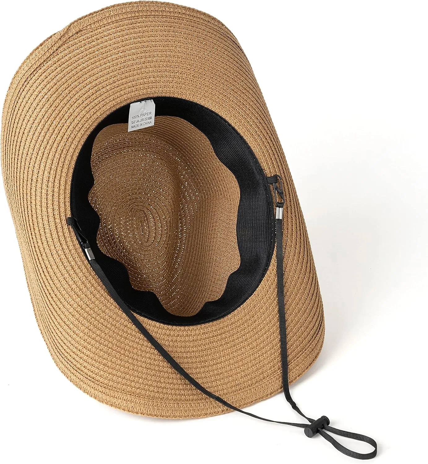 Western Style Classic Cowboy Straw Hat Wide Brim Cowgirl Hat with Belt Buckle