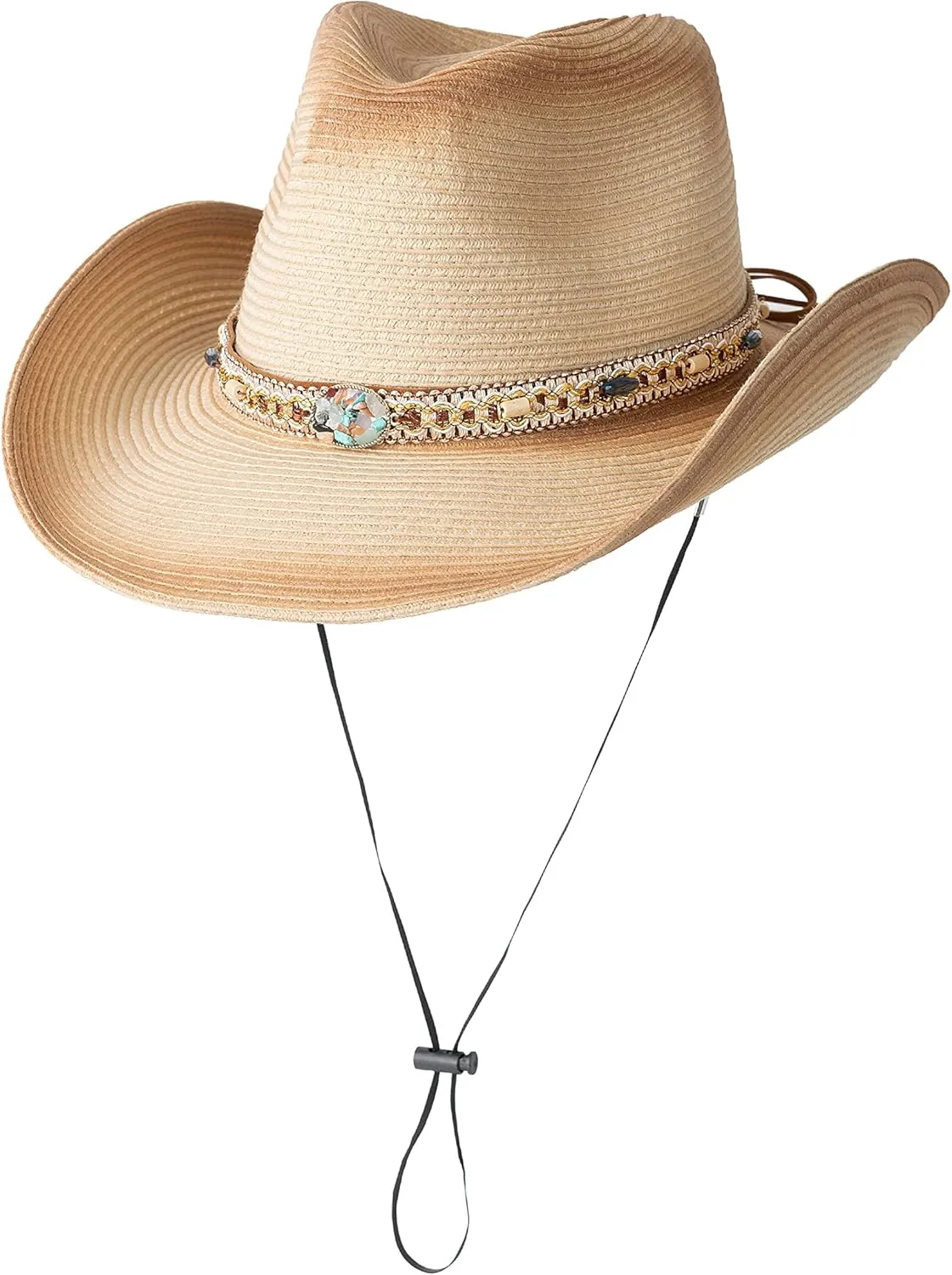 Western Style Classic Cowboy Straw Hat Wide Brim Cowgirl Hat with Belt Buckle