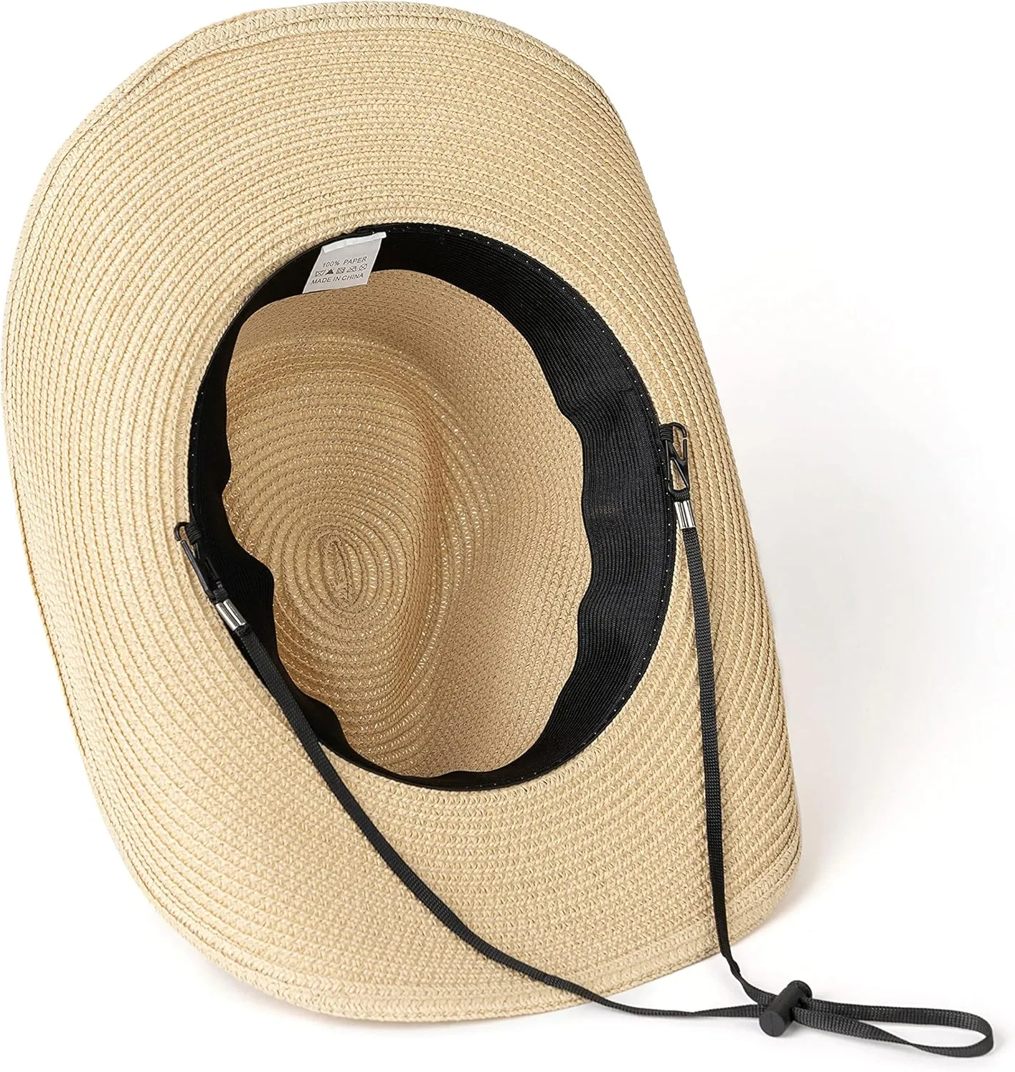 Western Style Classic Cowboy Straw Hat Wide Brim Cowgirl Hat with Belt Buckle