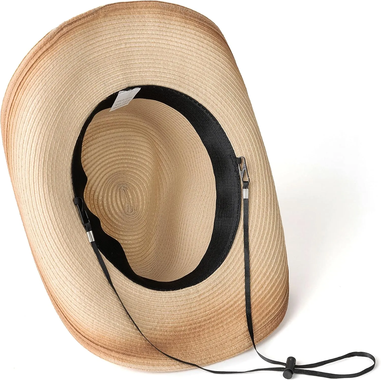 Western Style Classic Cowboy Straw Hat Wide Brim Cowgirl Hat with Belt Buckle