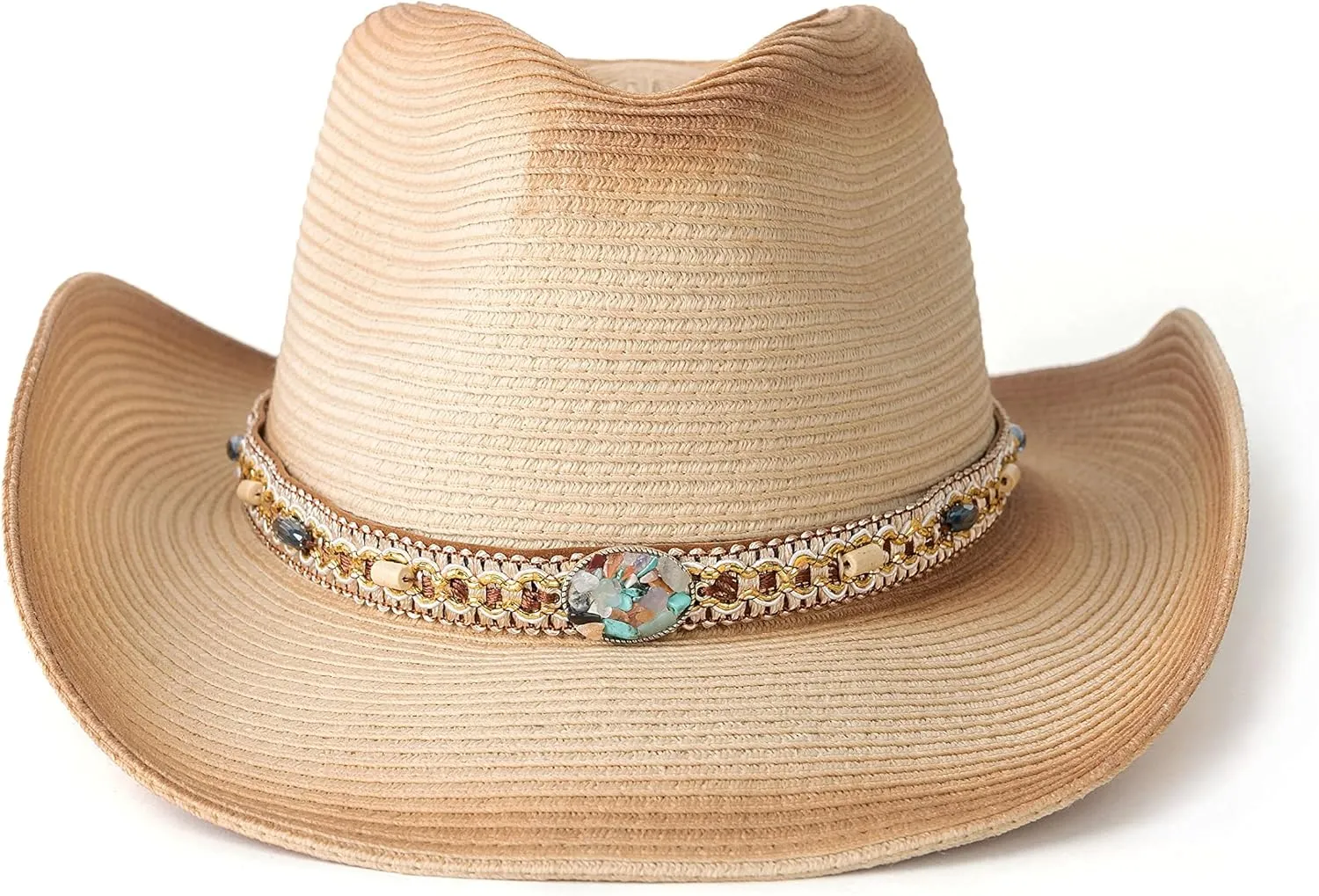 Western Style Classic Cowboy Straw Hat Wide Brim Cowgirl Hat with Belt Buckle