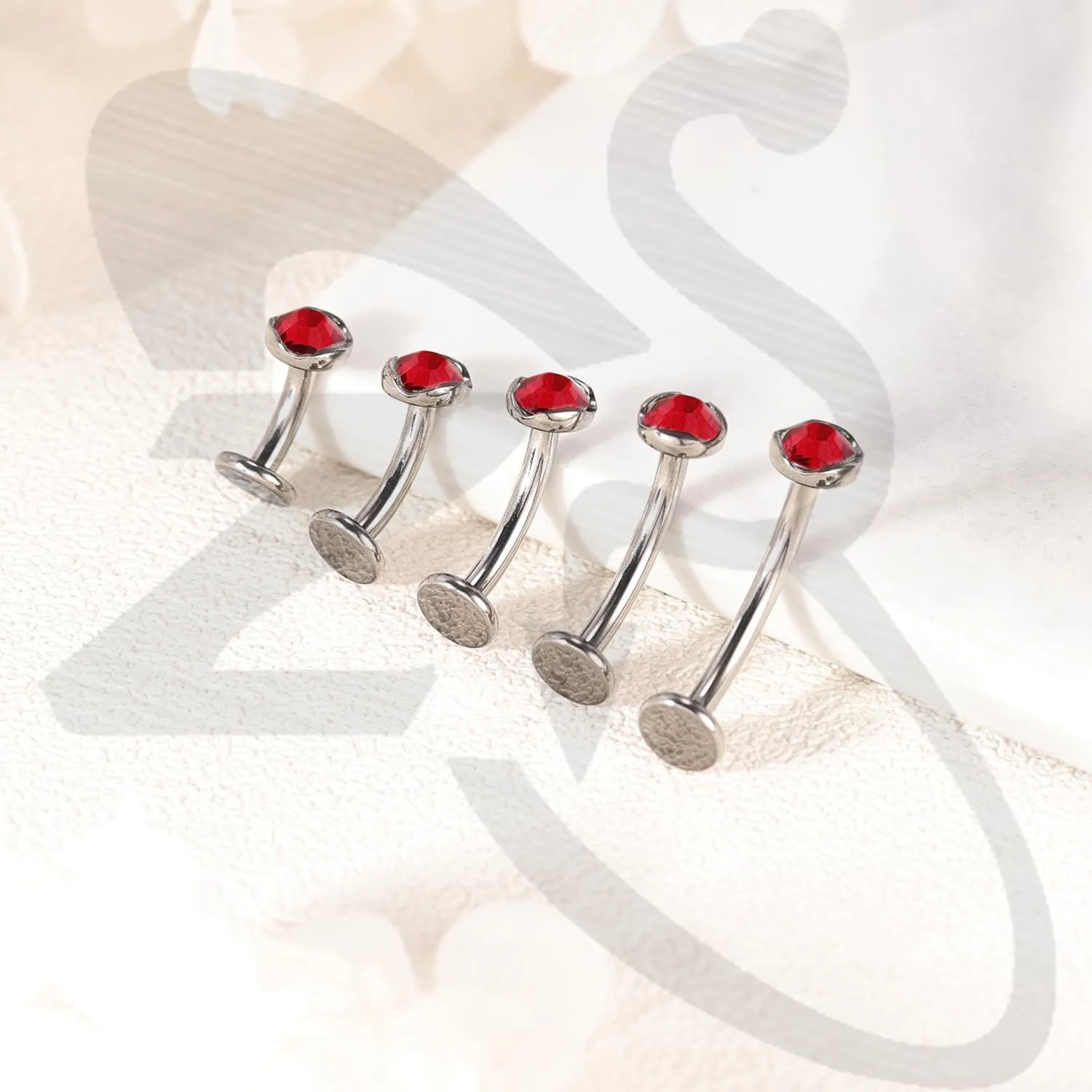 ZS ASTM F136 Titanium Belly Button Ring, 14G Cubic Zirconia Navel Jewelry, 6/8/10/12/14MM Internally Threaded Long Bar Navel Barbell Stud Flat Back Belly Piercing