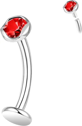 ZS ASTM F136 Titanium Belly Button Ring, 14G Cubic Zirconia Navel Jewelry, 6/8/10/12/14MM Internally Threaded Long Bar Navel Barbell Stud Flat Back Belly Piercing